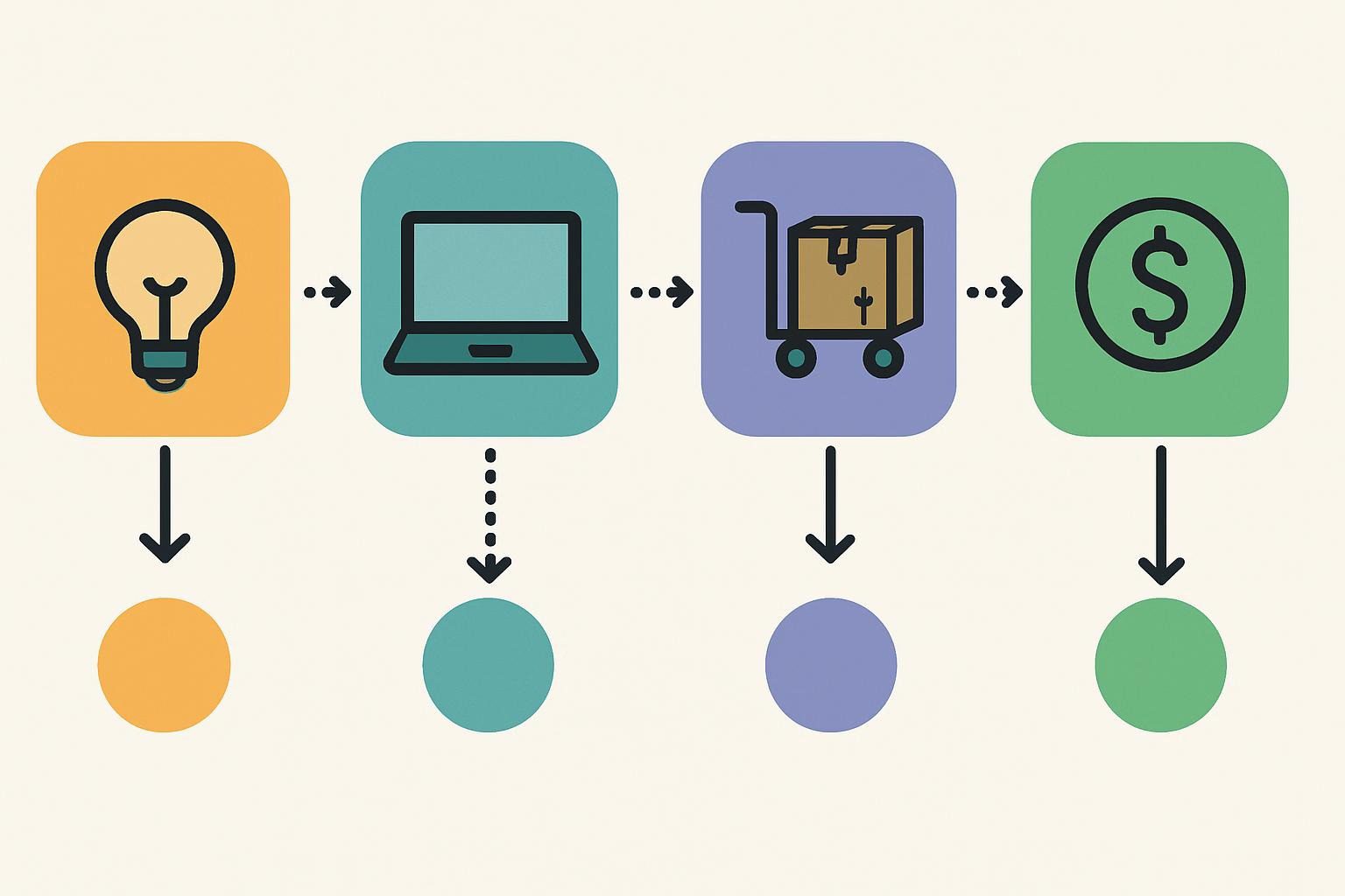 Step-by-step flowchart infographic for each hustle, with icons for tools and timelines