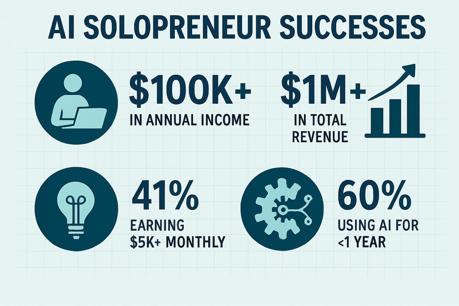 infographic of AI solopreneur success stories.