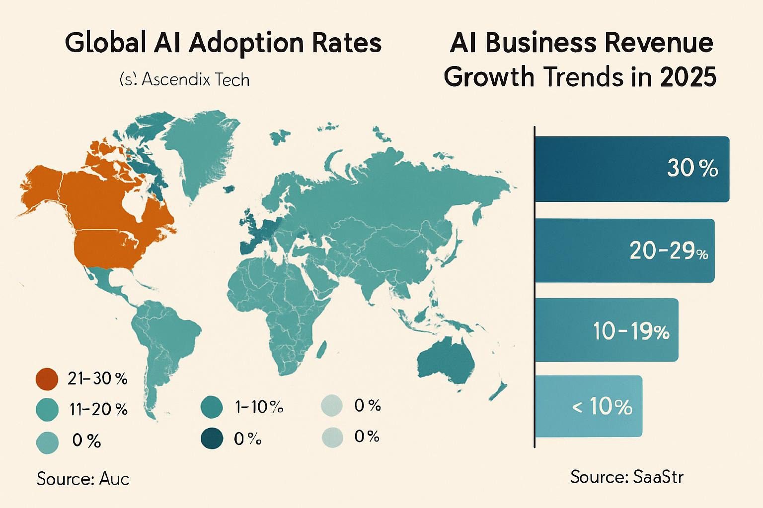global AI adoption map of the USA, Canada, and Australia in 2025